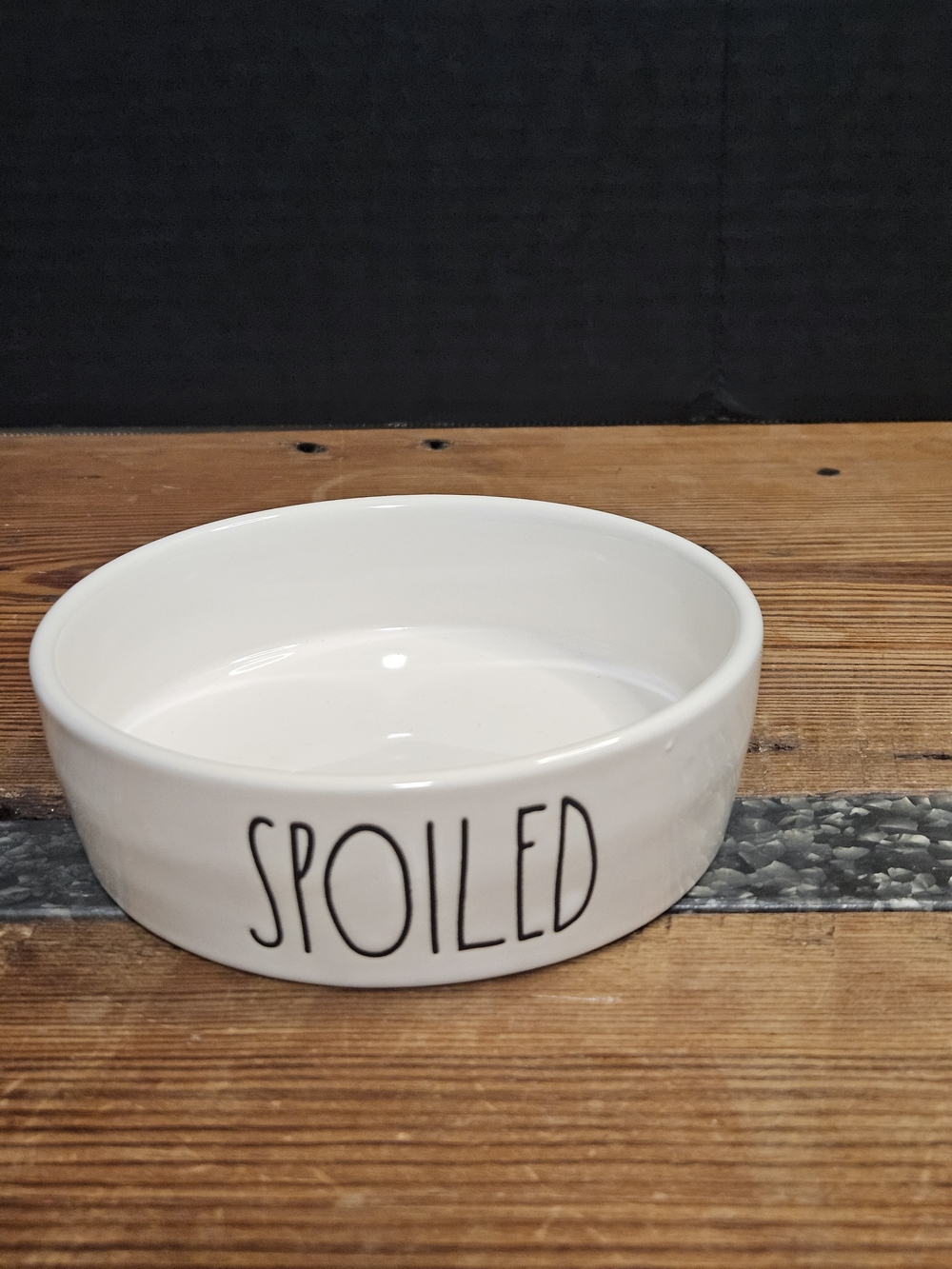 Rae Dunn White Ceramic Pet Bowl with "SPOILED" Lettering
